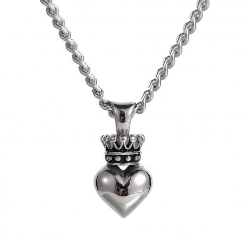 Titanstahl Halskette, Herz, plattiert, unisex, originale Farbe, Länge ca. 60 cm, verkauft von PC