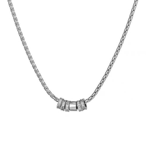 Collar de Acero Titanio, Partículas de acero, con 5CM extender cadena, chapado, unisexo & micro arcilla de zirconia cúbica, color original, longitud:aproximado 50 cm, Vendido por UD