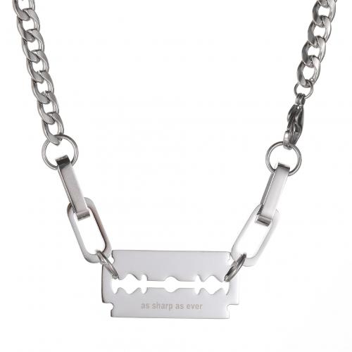 Titanium Steel Necklace, polished, Unisex, original color, Length:Approx 55 cm, Sold By PC