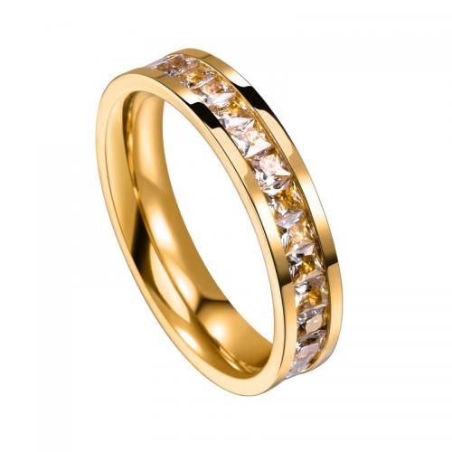 Titanium Čelik Finger Ring, modni nakit & različite veličine za izbor & za žene & s Rhinestone, više boja za izbor, nikal, olovo i kadmij besplatno, Prodano By PC
