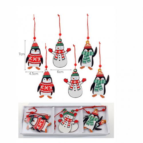 Χριστουγεννιάτικη διακόσμηση, Ξύλο, Σχέδιο Χριστουγέννων & διαφορετικά στυλ για την επιλογή, 6PCs/Box, Sold Με Box