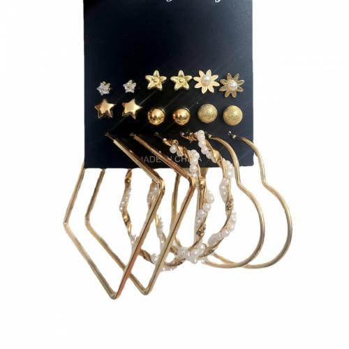 Zinklegierung Ohrring-Set, mit Kunststoff Perlen, plattiert, verschiedene Stile für Wahl & für Frau & mit Strass, earring length 5-80mm, verkauft von setzen