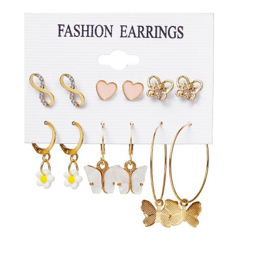 Zinklegierung Ohrring-Set, mit Kunststoff Perlen & Acryl, plattiert, verschiedene Stile für Wahl & für Frau & mit Strass, earring length 4-60mm, verkauft von setzen