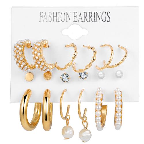 alliage de zinc Boucles d'oreilles, avec perle de plastique & Acrylique, Placage, styles différents pour le choix & pour femme & avec strass, earring length 10-80mm, Vendu par fixé
