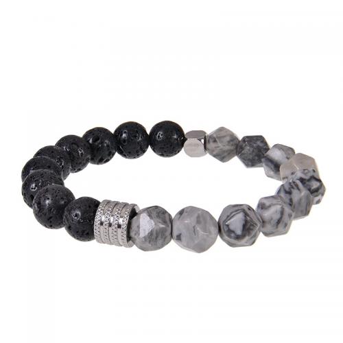 Gemstone Bracelet with Stainless Steel handmade & Unisex & faceted Length Approx 7-8.5 Inch Sold By PC