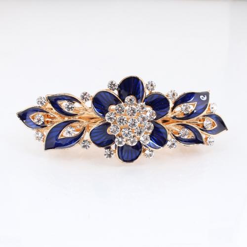 Hair Snap Clips, Tibetan Style, Flower, gold color plated, fashion jewelry & for woman & enamel & with rhinestone, more colors for choice, nickel, lead & cadmium free, Sold By PC