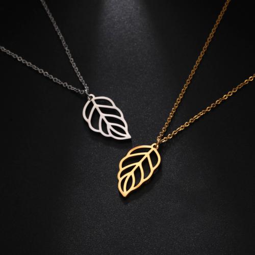 Stainless Steel Jewelry Necklace, 304 Stainless Steel, with 5cm extender chain, Leaf, Vacuum Ion Plating, fashion jewelry & Unisex, more colors for choice, 26.60x14.40mm, Sold Per Approx 45 cm Strand