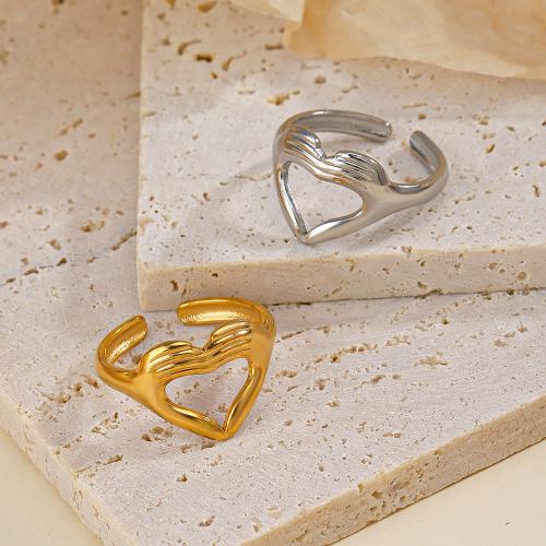 Stainless Steel Finger Ring, 304 Stainless Steel, Heart, Vacuum Ion Plating, fashion jewelry & for woman, more colors for choice, inner diameter 17mm, Sold By PC
