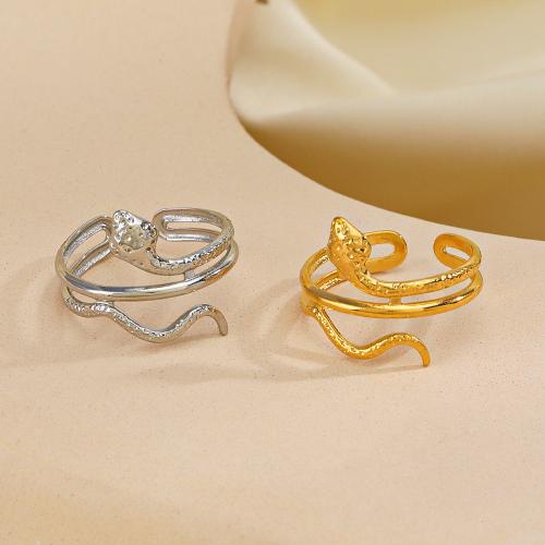 Anel de dedo de aço inoxidável, Aço inoxidável 304, Cobra, joias de moda & para mulher, Mais cores pare escolha, inner diameter 17mm, vendido por PC