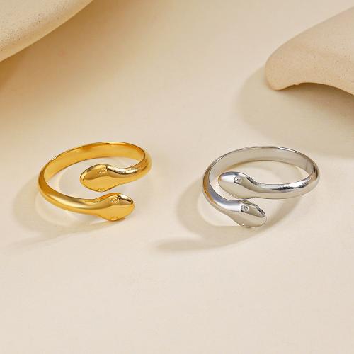 Stainless Steel Finger Ring 304 Stainless Steel Snake Vacuum Ion Plating fashion jewelry & for woman inner diameter 17mm Sold By PC