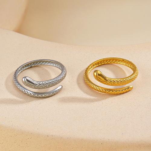 Stainless Steel Finger Ring, 304 Stainless Steel, Snake, Vacuum Ion Plating, fashion jewelry & for woman, more colors for choice, inner diameter 17mm, Sold By PC