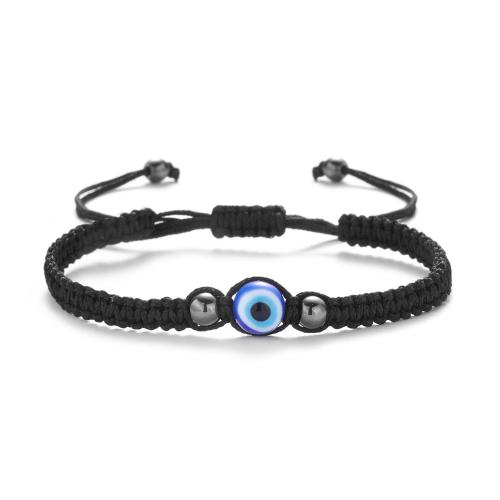 Bracelet Evil Eye bijoux, corde de cire, avec résine, fait à la main, bijoux de mode & unisexe & motif de mauvais œil & réglable, plus de couleurs à choisir, Longueur:Environ 16-28 cm, Vendu par PC