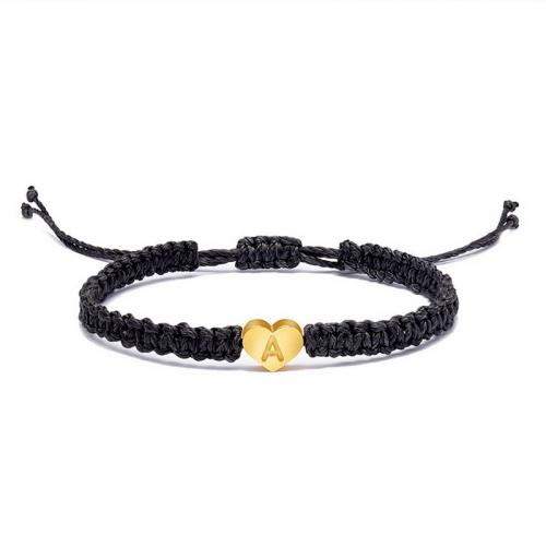 Fashion Create Wax Cord Bracelets with Zinc Alloy handmade fashion jewelry & letters are from A to Z & Unisex & adjustable Length Approx 16-25 cm Sold By PC