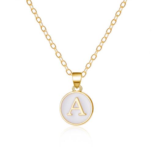 Zinc Alloy Jewelry Necklace with 5cm extender chain Heart gold color plated fashion jewelry & letters are from A to Z & Unisex & enamel nickel lead & cadmium free Length 44 cm Sold By PC
