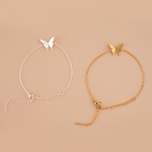 Zinc Alloy Bracelet Butterfly plated 2 pieces & fashion jewelry nickel lead & cadmium free Length Approx 16-23 cm Sold By PC