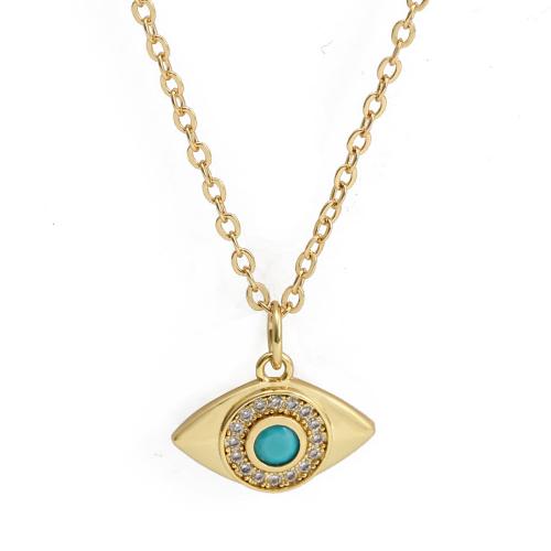 Evil Eye Jewelry Necklace Brass gold color plated fashion jewelry & micro pave cubic zirconia & for woman nickel lead & cadmium free Sold By PC