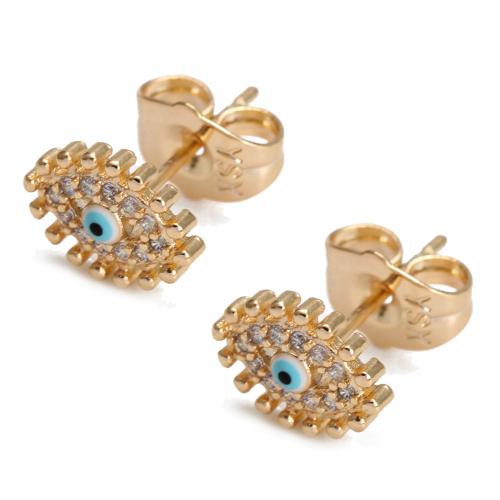 Evil Eye Earrings, Brass, gold color plated, Different Shape for Choice & fashion jewelry & micro pave cubic zirconia & for woman, more colors for choice, nickel, lead & cadmium free, Sold By Pair