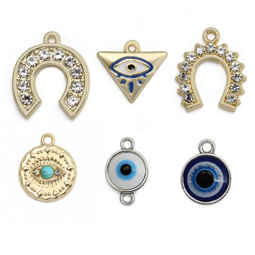 Evil Eye Pendants, Tibetan Style, plated, DIY & different styles for choice & micro pave cubic zirconia & enamel, more colors for choice, nickel, lead & cadmium free, 5PCs/Bag, Sold By Bag