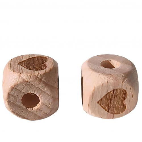 Wood Beads Beech Wood Cube Carved DIY Sold By Bag