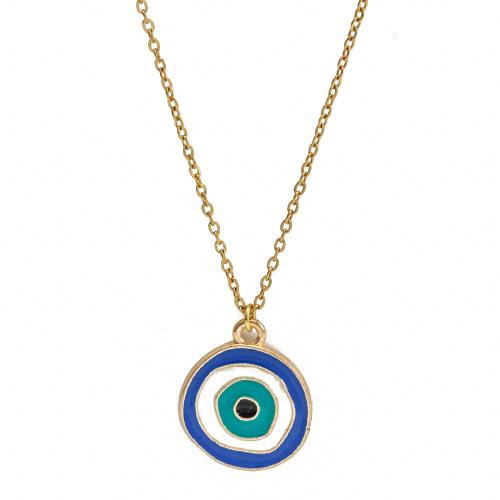 Evil Eye Jewelry Necklace Zinc Alloy plated fashion jewelry & Unisex & evil eye pattern & micro pave cubic zirconia & enamel nickel lead & cadmium free Sold By PC