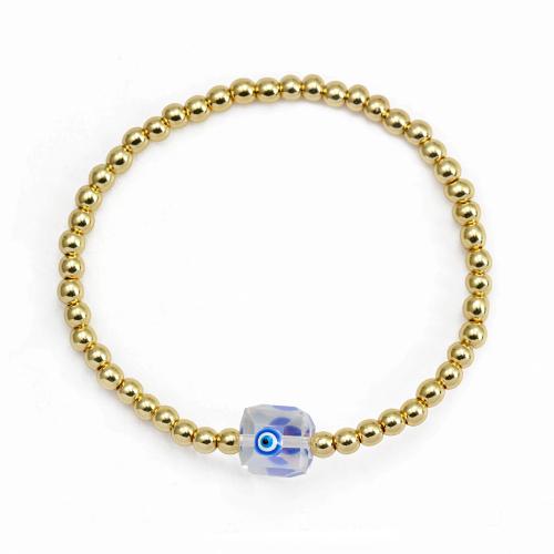Evil Eye Jewelry Bracelet Brass with Crystal gold color plated fashion jewelry & evil eye pattern & for woman nickel lead & cadmium free Sold By PC