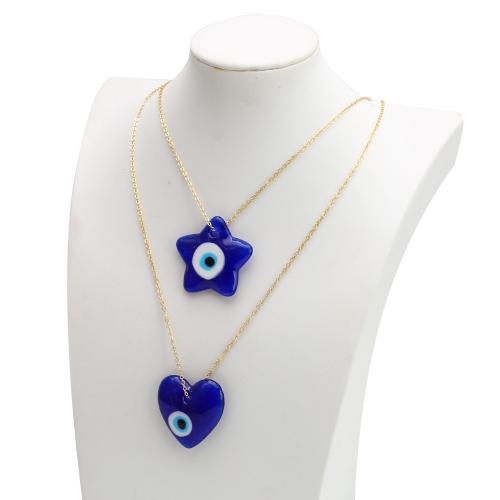 Evil Eye Jewelry Necklace Brass with Lampwork gold color plated fashion jewelry & evil eye pattern & for woman nickel lead & cadmium free Sold By PC