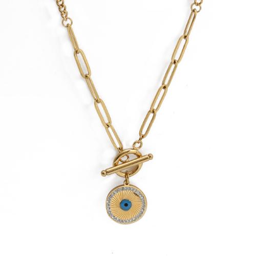 Evil Eye Jewelry Necklace 304 Stainless Steel Vacuum Ion Plating fashion jewelry & for woman Sold By PC