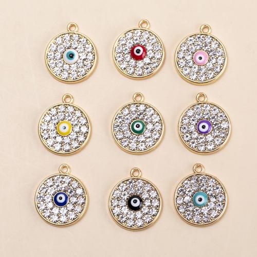 Zinc Alloy Enamel Pendants Round gold color plated DIY & with rhinestone mixed colors Approx Sold By Bag