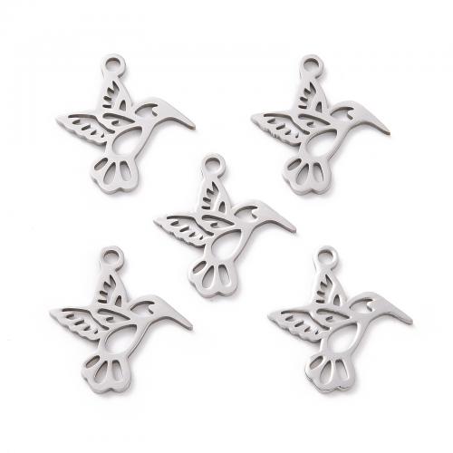 Stainless Steel Animal Pendants, 201 Stainless Steel, Bird, plated, DIY & hollow, 18x17mm, Approx 5PCs/Bag, Sold By Bag
