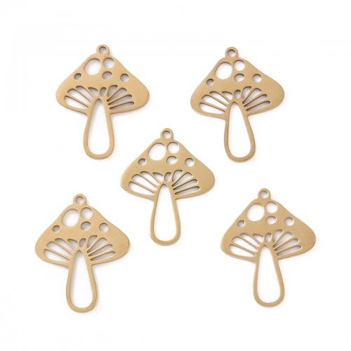 Stainless Steel Pendants, 201 Stainless Steel, mushroom, plated, DIY & hollow, more colors for choice, 25x20x1mm, Hole:Approx 1.5mm, Approx 5PCs/Bag, Sold By Bag