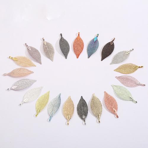 Brass Jewelry Pendants, Leaf, plated, DIY, more colors for choice, nickel, lead & cadmium free, 51x19mm, 10PCs/Bag, Sold By Bag