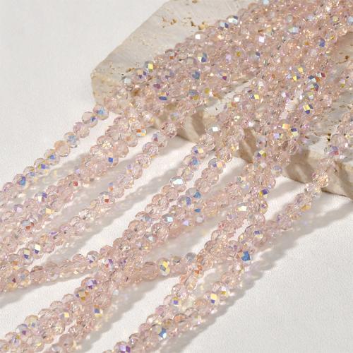 Crystal Beads Flat Round DIY Lt Rose Sold By Strand