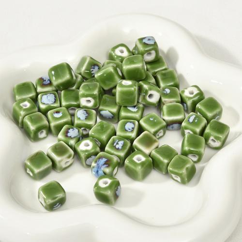 Porslin Smycken Pärlor, Square, DIY, fler färger för val, 11x11x11mm, Hål:Ca 2.7mm, Säljs av PC