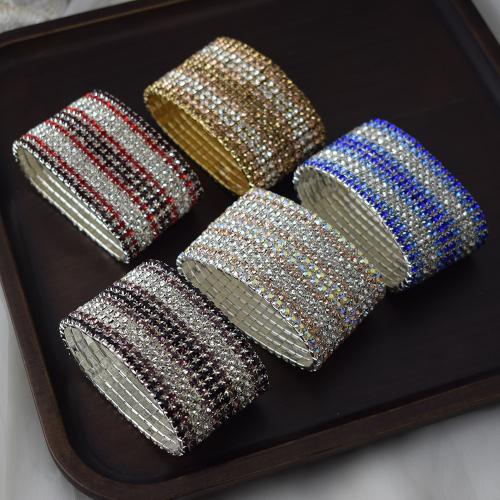Tibetan Style Bangle, fashion jewelry & for woman & with rhinestone, more colors for choice, nickel, lead & cadmium free, Diameter: 5.2cm, width :4.2cm., Sold By PC