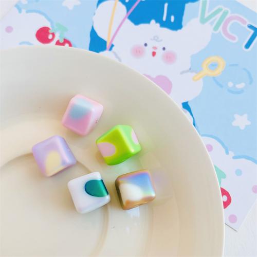 Plated Acrylic Beads Square UV plating for woman 13.50mm Approx Sold By Bag