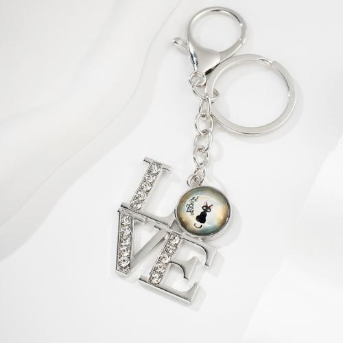 Zinc Alloy Key Clasp with Glass multifunctional & Unisex & with rhinestone nickel lead & cadmium free Sold By PC