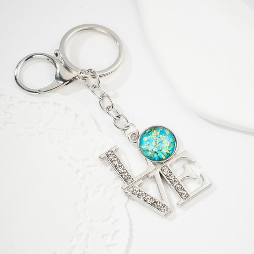 Tibetan Style Key Clasp, with Glass, multifunctional & Unisex & with rhinestone, nickel, lead & cadmium free, 97x56mm, Sold By PC
