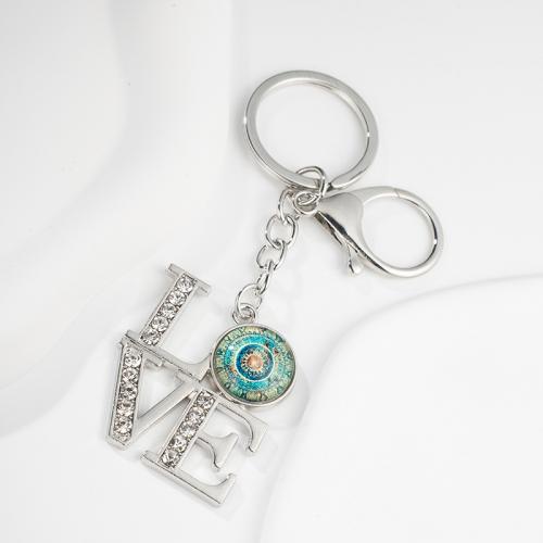 Zinc Alloy Key Clasp with Glass multifunctional & Unisex & with rhinestone nickel lead & cadmium free Sold By PC