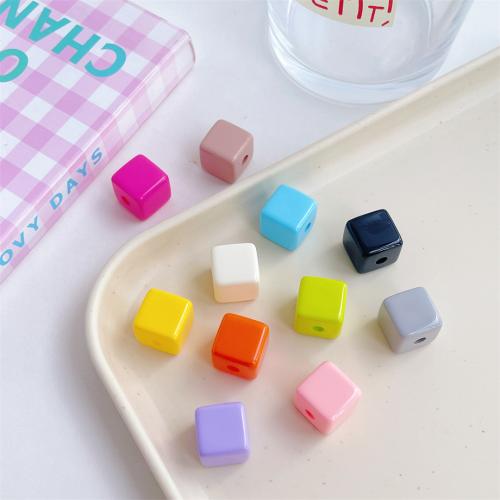 Acrylic Jewelry Beads, Square, stoving varnish, DIY, more colors for choice, 14mm, Approx 200PCs/Bag, Sold By Bag