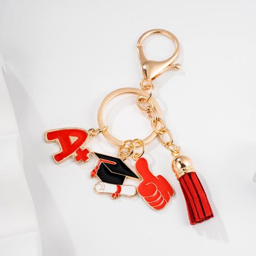 Zinc Alloy Key Clasp with PU Leather multifunctional & Unisex & enamel red nickel lead & cadmium free Sold By PC