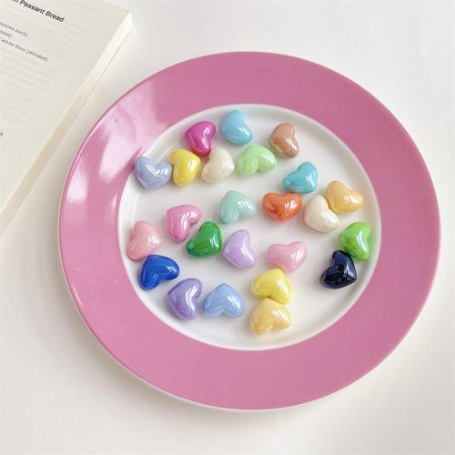 Perle acrylique, coeur, vernis au four, DIY, plus de couleurs à choisir, 22x17mm, Environ 200PC/sac, Vendu par sac