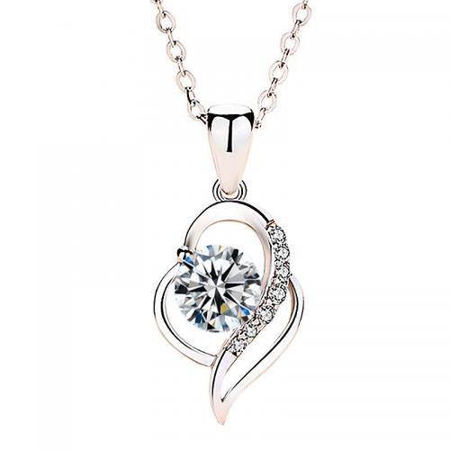 Cubic Zirconia Micro Pave Brass Pendant with Crystal Heart plated DIY & micro pave cubic zirconia & hollow Sold By PC