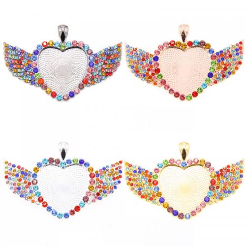 Tibetan Style Pendant Cabochon Setting, Heart, plated, DIY & with rhinestone, more colors for choice, nickel, lead & cadmium free, 61x41mm, Inner Diameter:Approx 25mm, Approx 100PCs/Bag, Sold By Bag