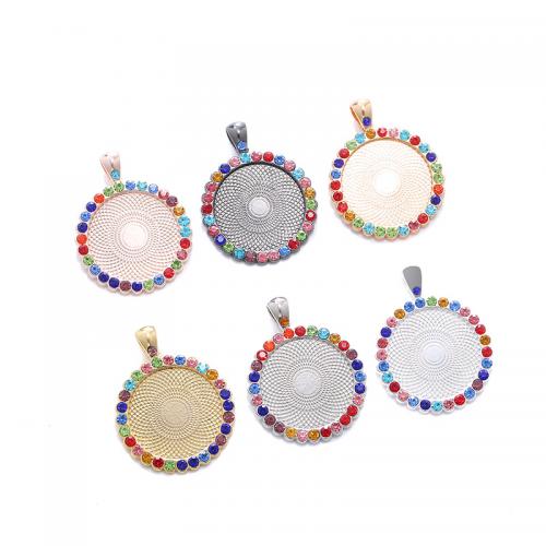 Tibetan Style Pendant Cabochon Setting, Flat Round, plated, DIY & with rhinestone, more colors for choice, nickel, lead & cadmium free, 33x42x8mm, Inner Diameter:Approx 25mm, Approx 100PCs/Bag, Sold By Bag