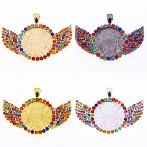 Tibetan Style Pendant Cabochon Setting, Flat Round, plated, DIY & with rhinestone, more colors for choice, nickel, lead & cadmium free, Inner Diameter:Approx 25mm, Approx 100PCs/Bag, Sold By Bag