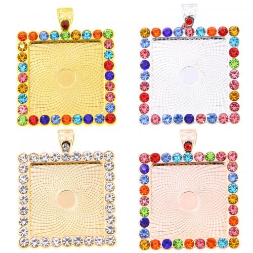 Zinc Alloy Pendant Cabochon Setting Square plated DIY & with rhinestone nickel lead & cadmium free Inner Approx 25mm Approx Sold By Bag