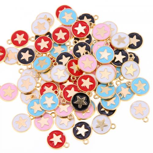 Tibetan Style Enamel Pendants, Flat Round, plated, DIY, more colors for choice, nickel, lead & cadmium free, 12mm, Approx 100PCs/Bag, Sold By Bag
