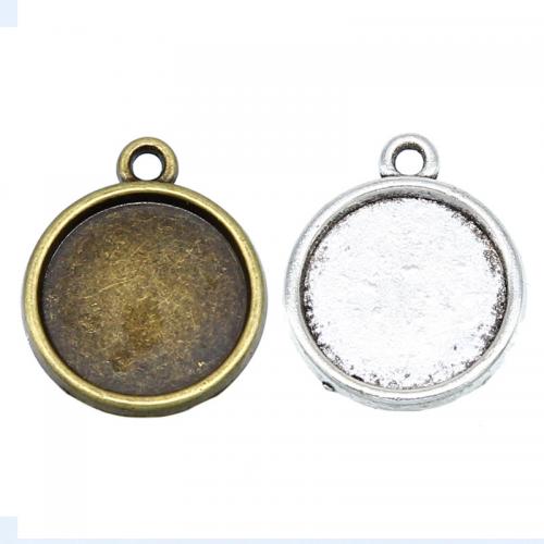 Tibetan Style Pendant Cabochon Setting, Flat Round, plated, DIY, more colors for choice, nickel, lead & cadmium free, 17x20mm, Inner Diameter:Approx 14mm, Approx 100PCs/Bag, Sold By Bag