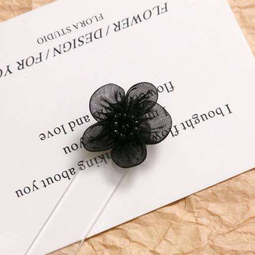 DIY Jewelry Supplies, Gauze, Flower, handmade, black, 30mm, Sold By PC