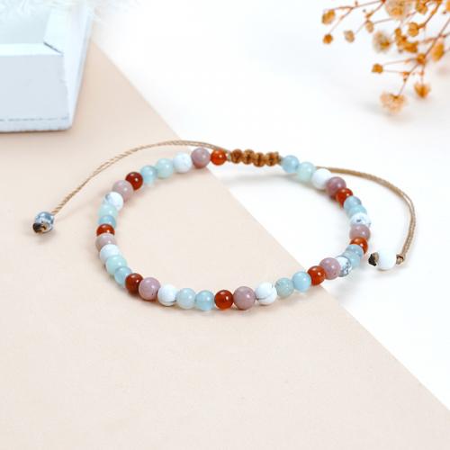 Gemstone Bracelets, Natural Stone, with Wax Cord, with 10CM extender chain, Adjustable & Unisex, mixed colors, Length:Approx 16.5 cm, Sold By PC